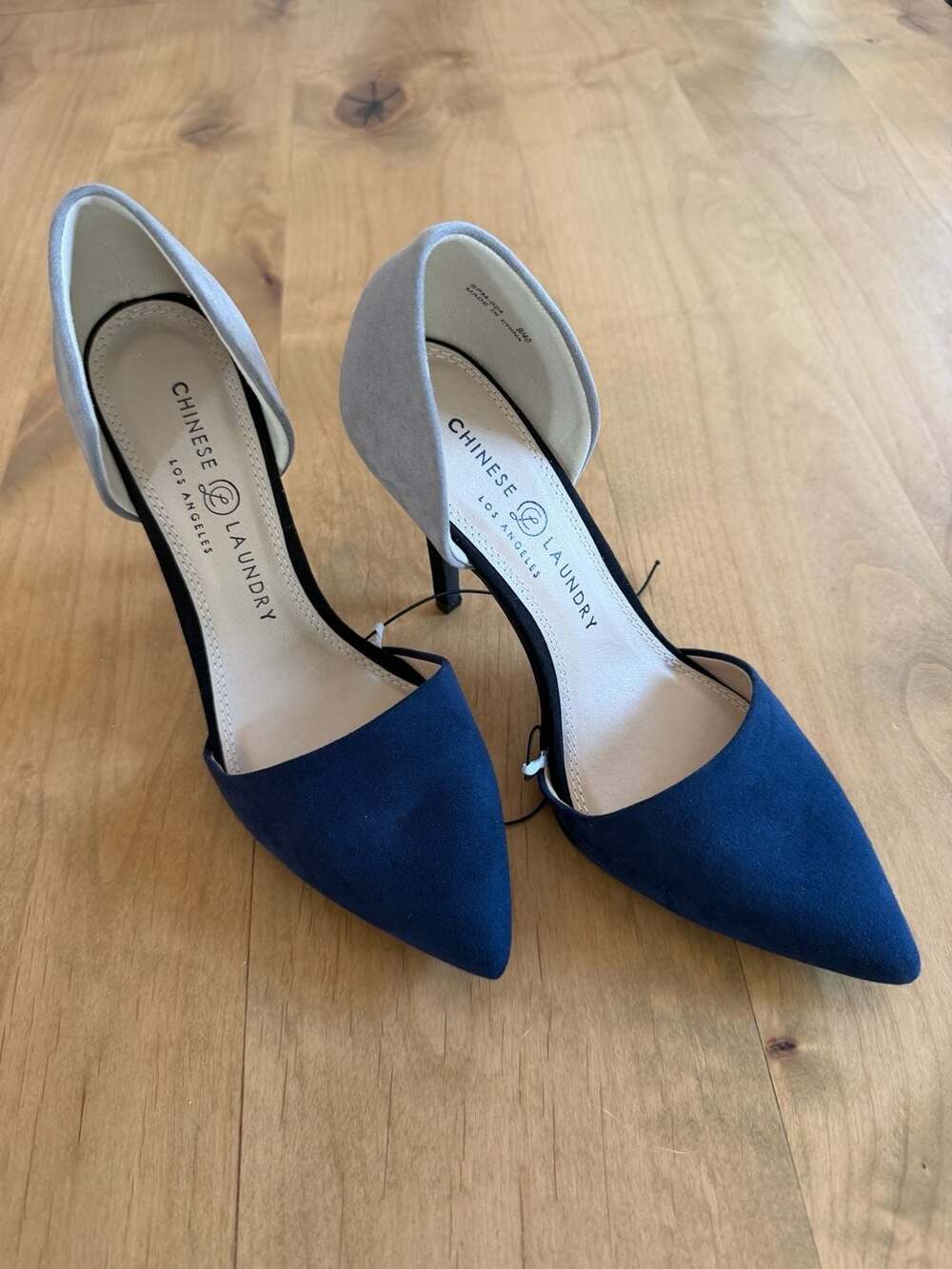 Chinese Laundry D'Orsay Pointed Toe Stiletto Colorblock Navy Grey Size 9
